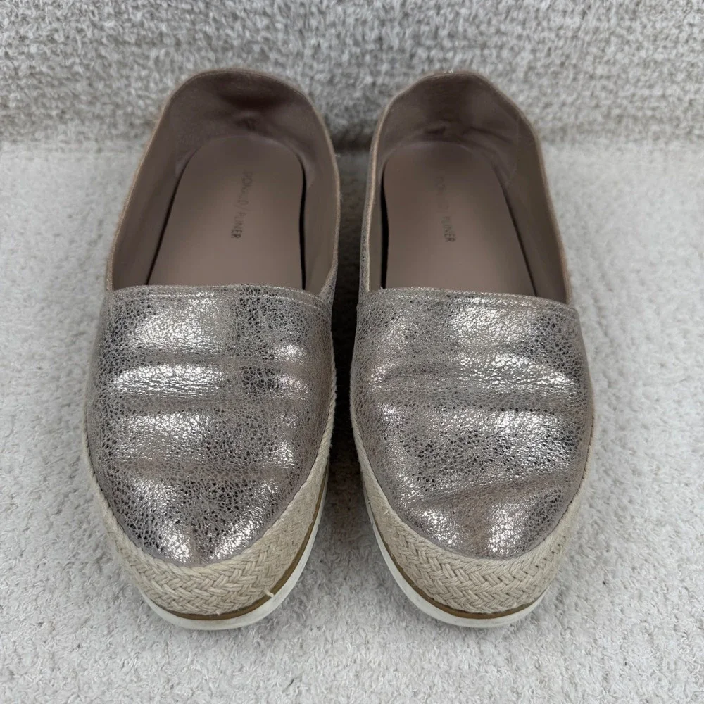 Donald Pliner Palm Metallic Champagne Leather‎ Espadrille Flats Shoes Womens 10M